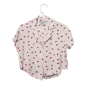 RAILS short sleeve‎ button up crop top in Blush Strawberry size XS